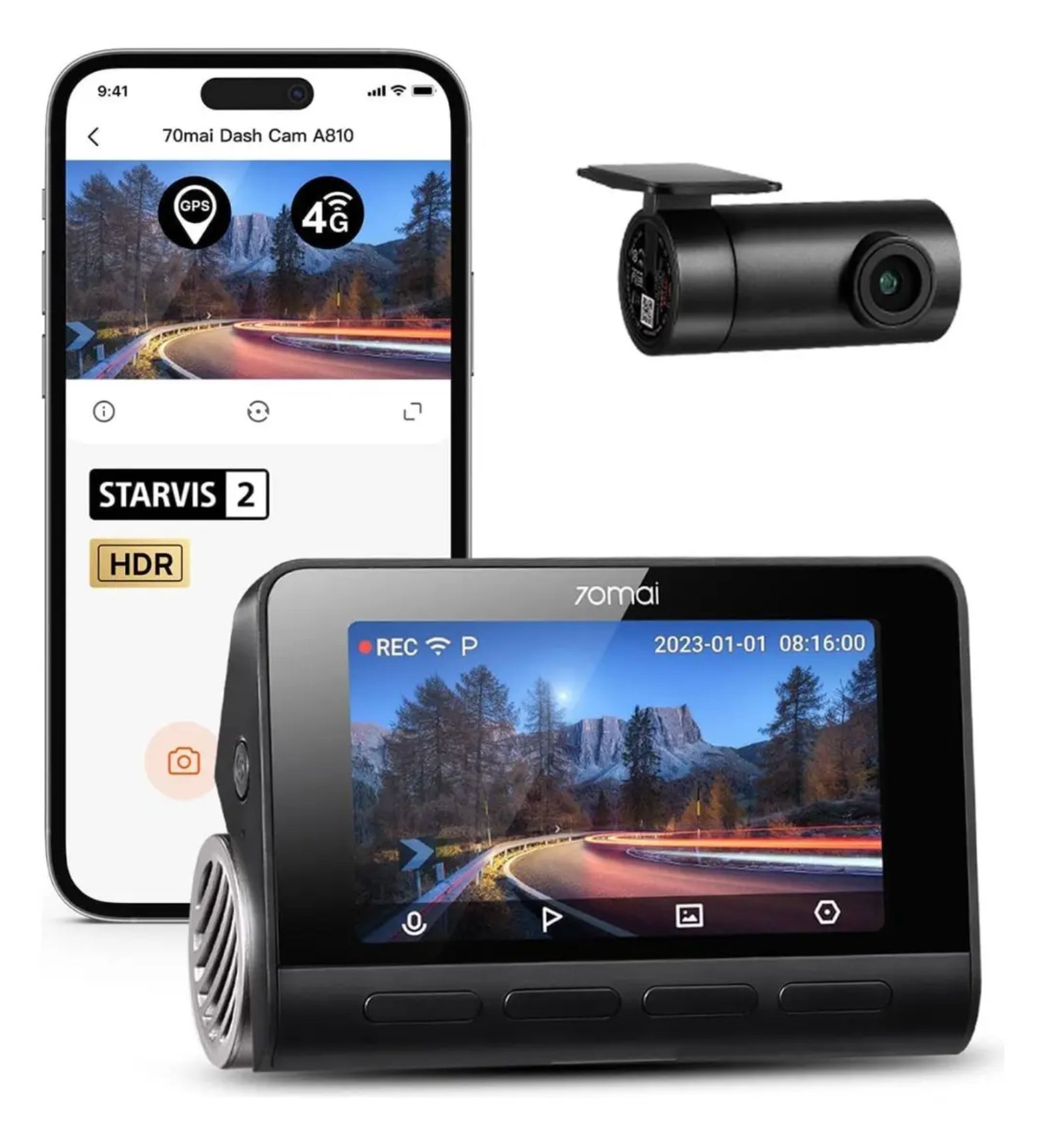 70mai A810 dashcam 4K Sony STARVIS ADAS GPS parking 24/7